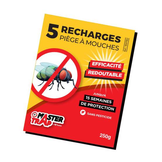Recharges anti‑mouches 5 x 50 g – MASTER TRAP BY FAVEX – Piège extérieur