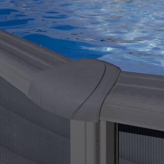Gre Pools - Piscine ovale acier 7,44m x 3,99m x H: 1,22m - Gris anthracite - Filtration à sable - Renforts apparents - Image 3