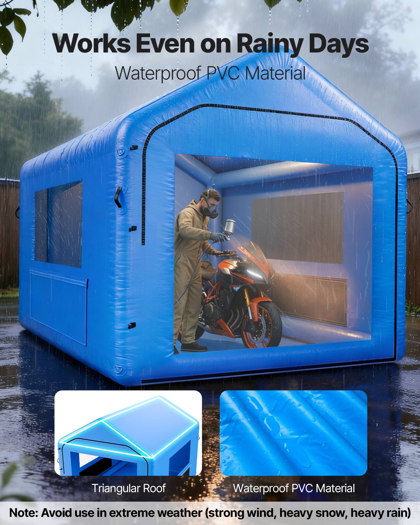 Vevor - VEVOR Cabine de peinture gonflable 4x3x2,8 m, tente de pulvérisation pour voiture avec souffleur 550 W et système de filtration d'air - Image 3