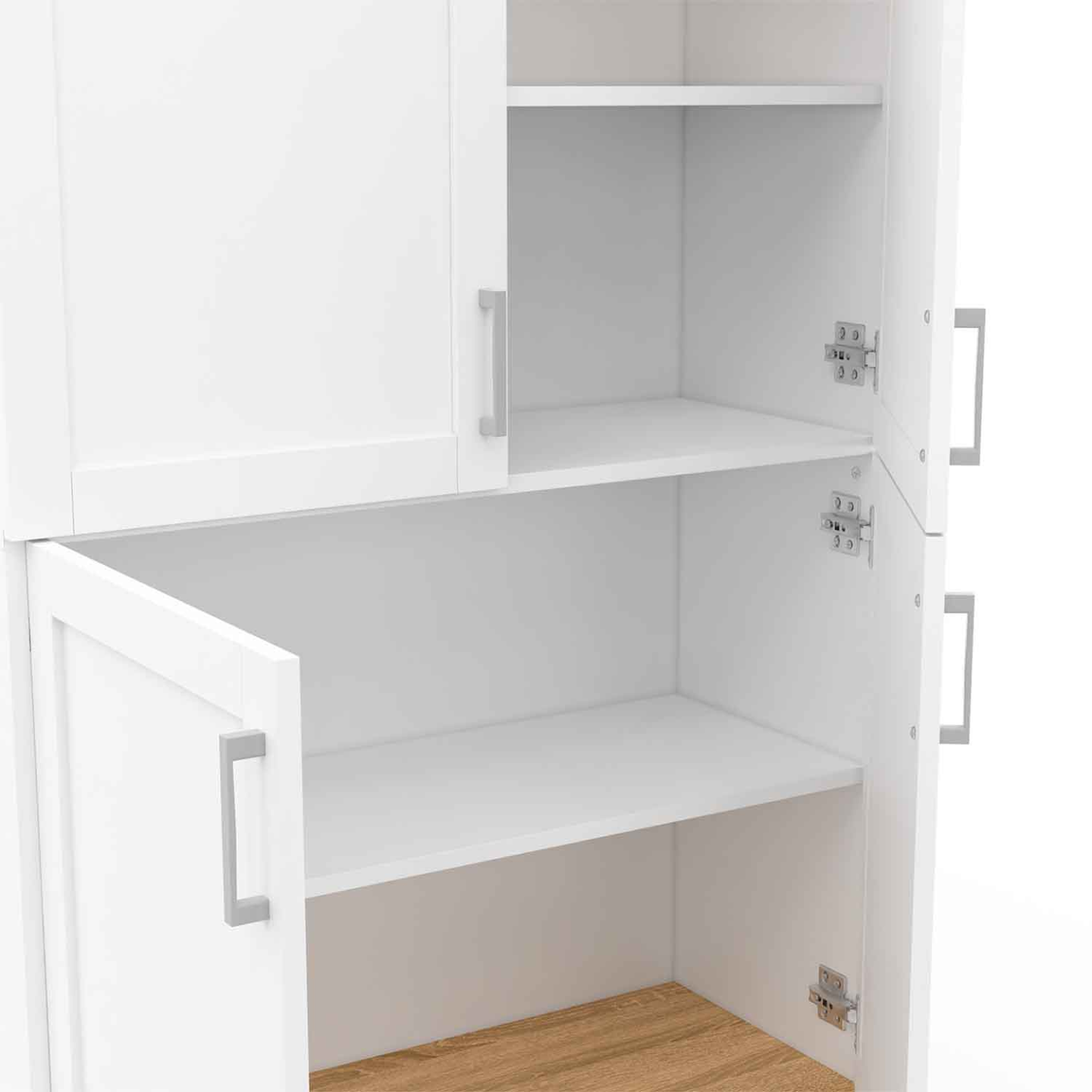 Buffet haut H. 125 cm VITO 4 portes blanc et bois - Image 6