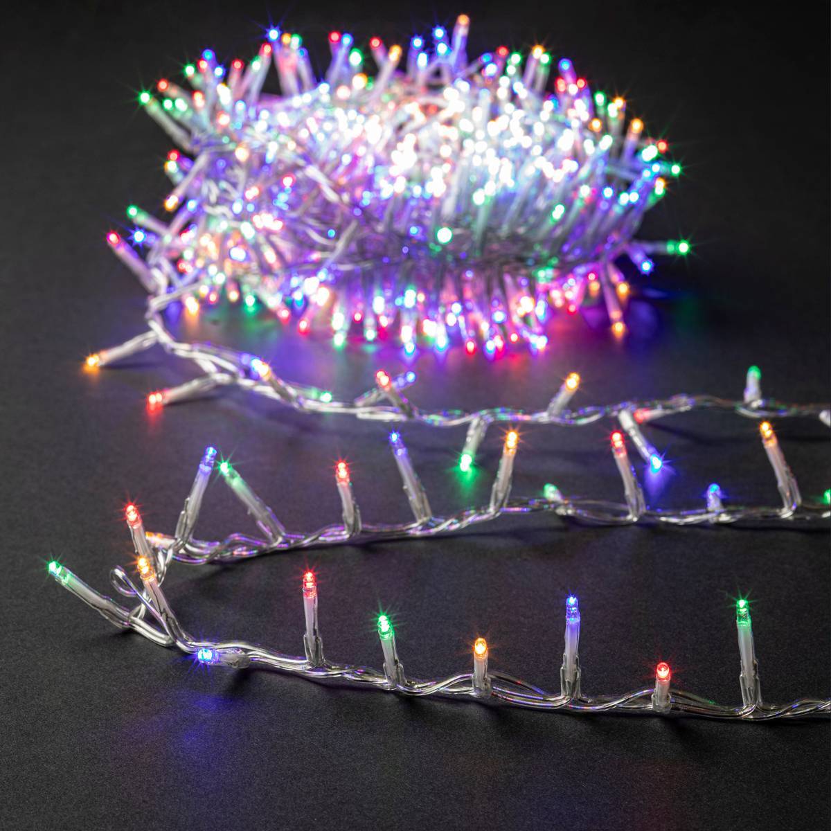 Fééric Lights & Christmas - Guirlande cluster lumineuse 500 LED 12m extérieur multicolore fil transparent FEERIC LIGHTS & CHRISTMAS