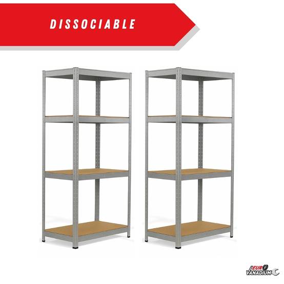 Étagère de garage métallique robuste 160x160cm : charge lourde, modulable, facile à monter 40 cm Gris - Image 7