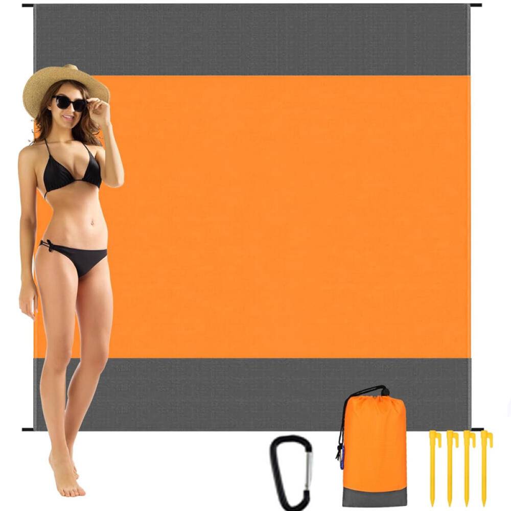Tapis De Plage Imperméable 210x200cm - Couverture Pique-Nique Portable Anti-Sable Pour Famille