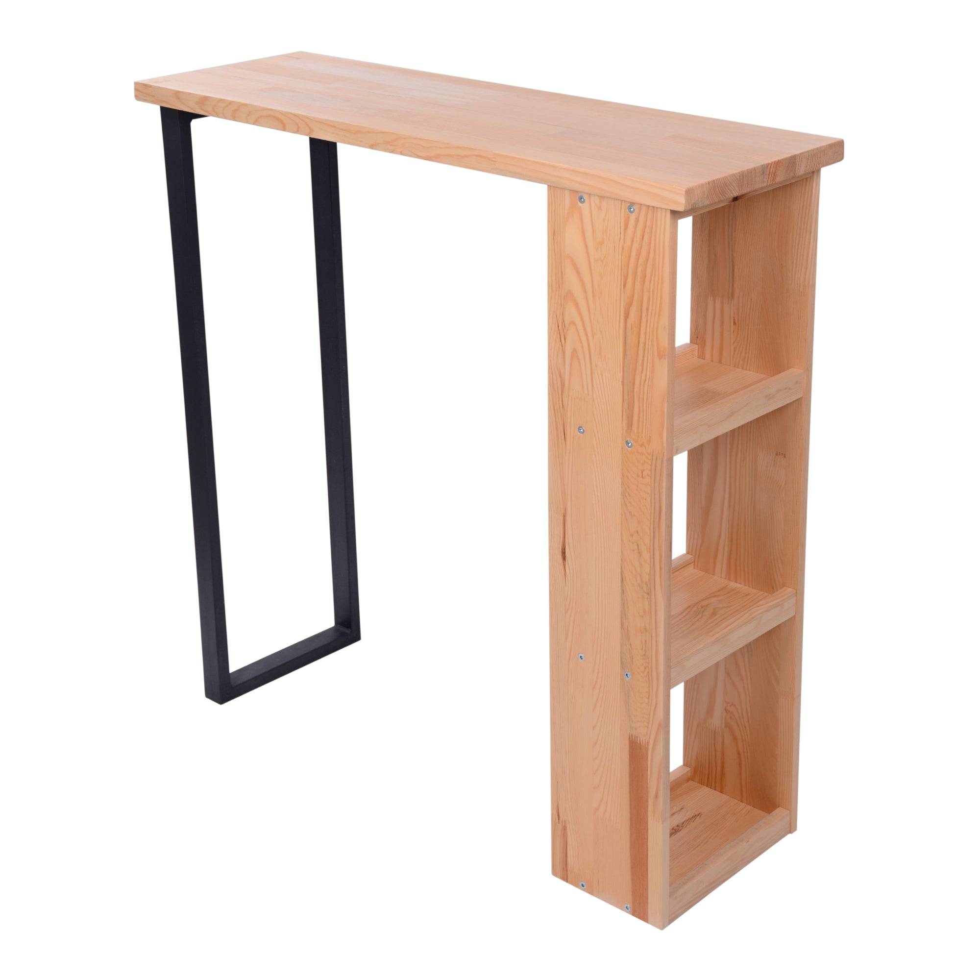 Helloshop26 - Table de bar avec étagère intégrée 89,5 x 90 x 29 cm bois de pin - Imagen 1