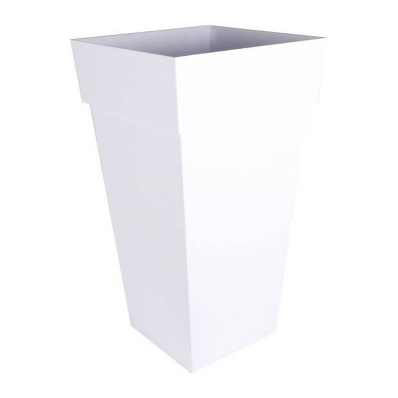 EDA Plastiques - Eda Pot De Fleurs Xxl Toscane - Carre - 43,3 X 43,3 X H 80 Cm - 98 L - Blanc - Image 1