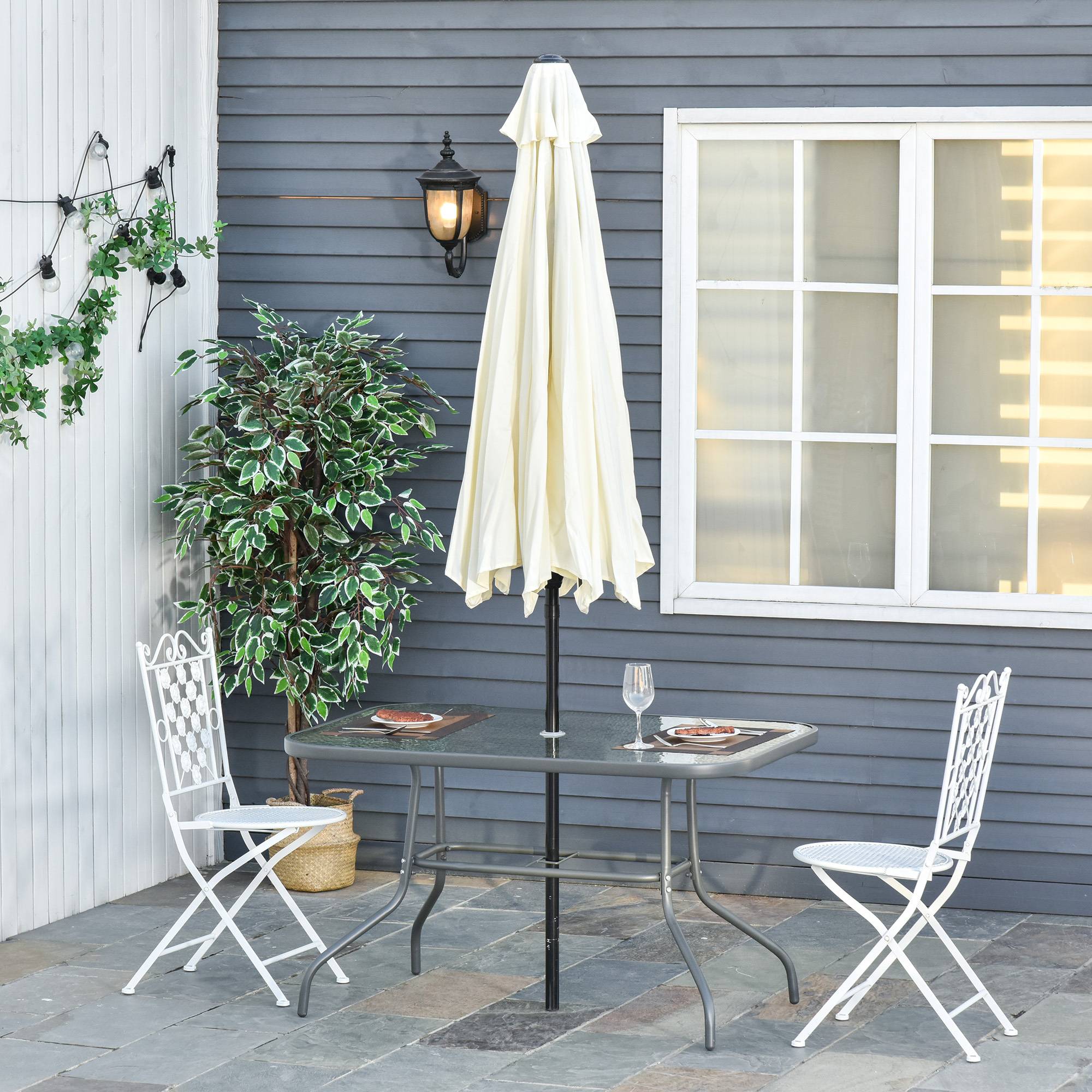 PANGIVO - Table de jardin métal et verre trempé gris 120 x 80 x 70 cm - PANGIVO - Image 4