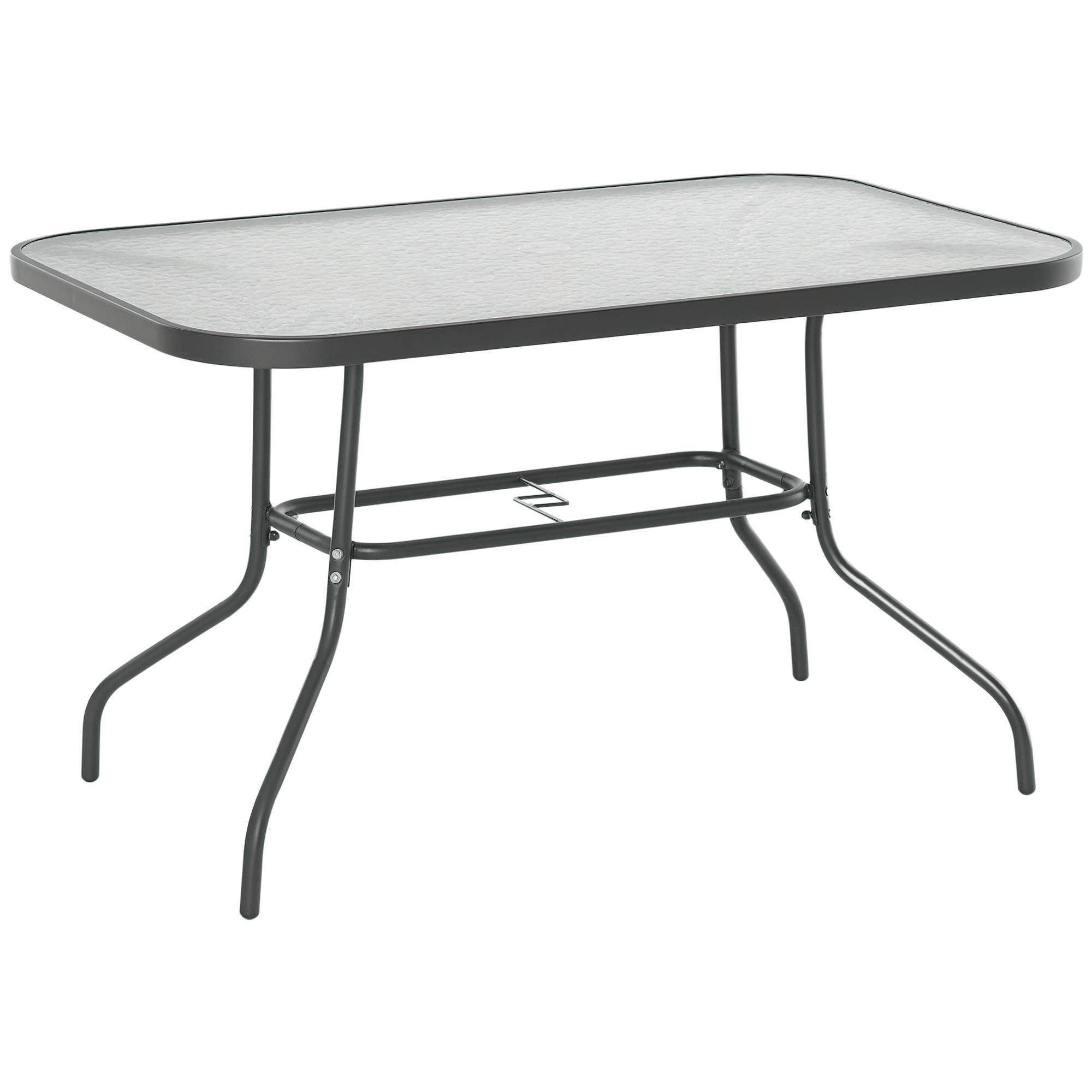 PANGIVO - Table de jardin métal et verre trempé gris 120 x 80 x 70 cm - PANGIVO - Image 1