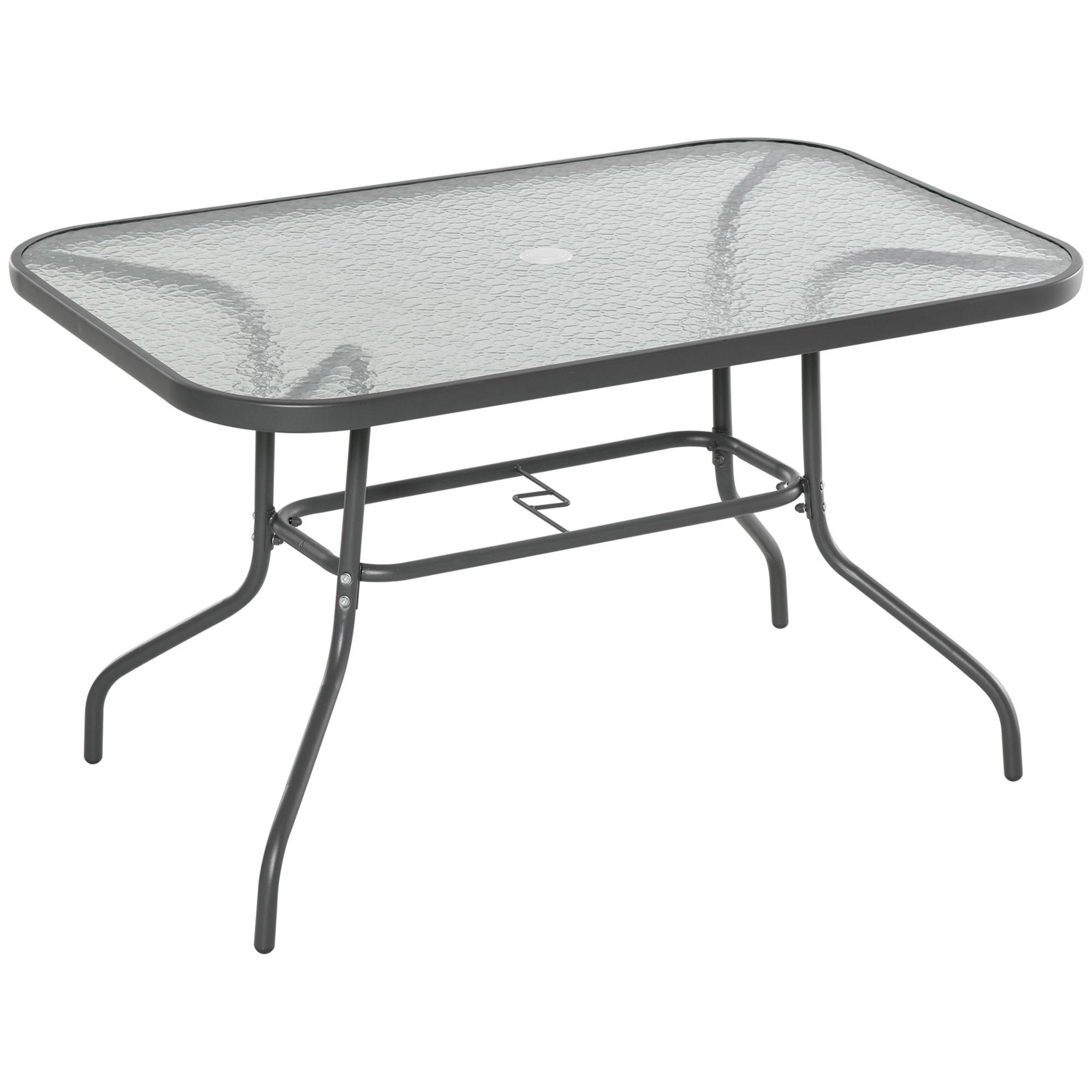 PANGIVO - Table de jardin métal et verre trempé gris 120 x 80 x 70 cm - PANGIVO - Image 2