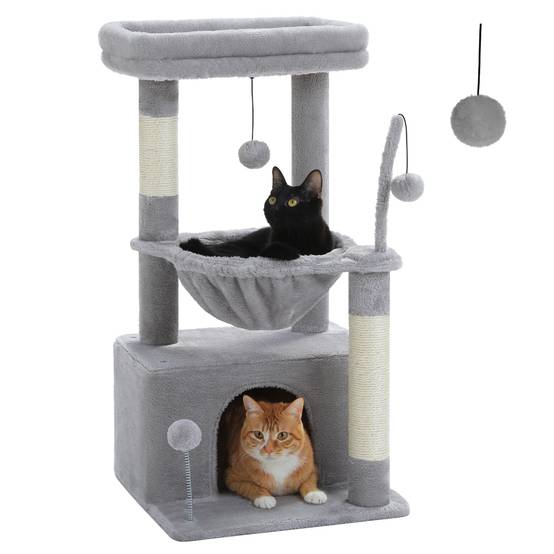 Petit Arbre à Chat 83 cm avec Grand Condo Gris PAWZ Road - Image 1