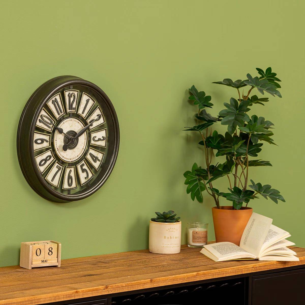 Horloge Murale "Davy" 39cm Marron - Image 4