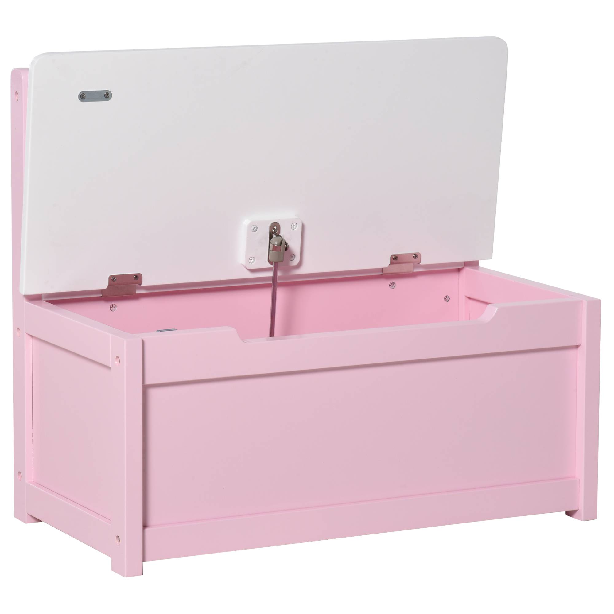 Banc de Rangement Enfant avec Dossier et Couvercle Amorti, 40 kg, Salle de Jeux/Chambre, 60 x 30 x 50 cm, Rose/Blanc - Image 9