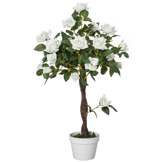 Camélia Artificiel Réaliste Tissu Plastique Salon Véranda Charme Naturel 90cm Blanc - ComfortXL Outdoor Living - Image 2