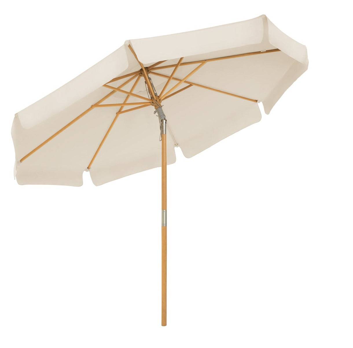 Helloshop26 - Parasol 3 m ombrelle octogonal protection solaire anti-uv UPF 50+ mât et baleines en bois inclinable sans socle pour terrasse balcon jardin beige gpu - Imagen 1