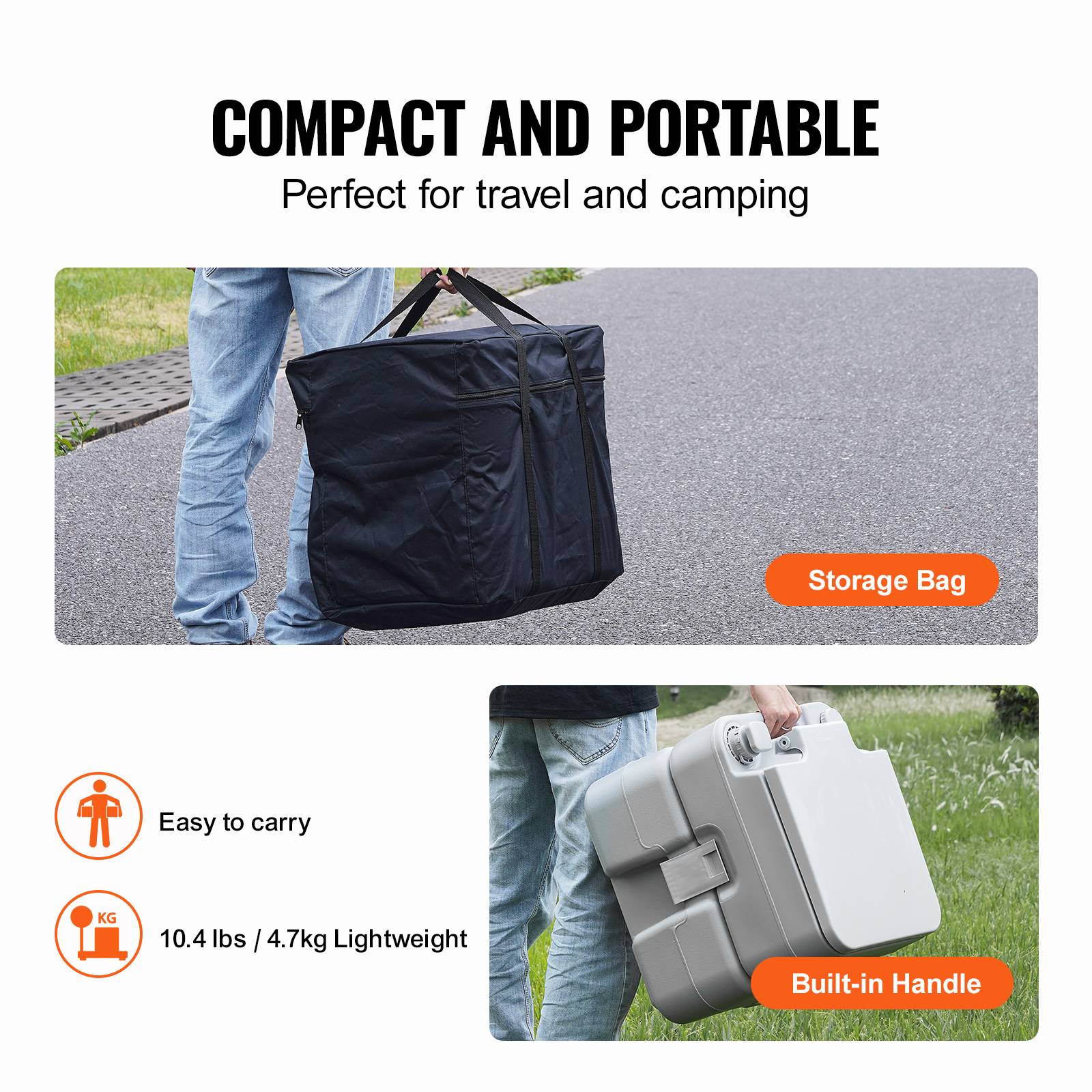 VEVOR Toilette portable chasse eau, 20 L matières, 12 L eau. Camping-car. - Image 6