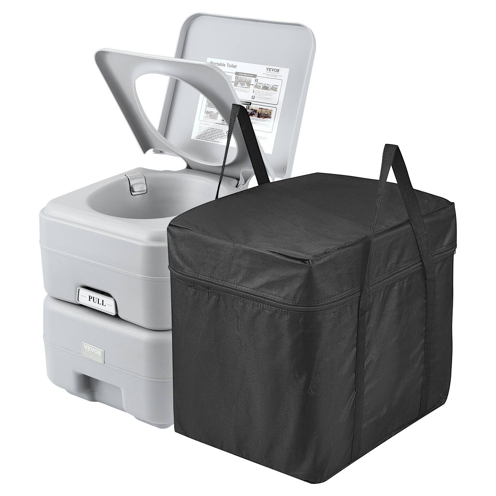 VEVOR Toilette portable chasse eau, 20 L matières, 12 L eau. Camping-car.