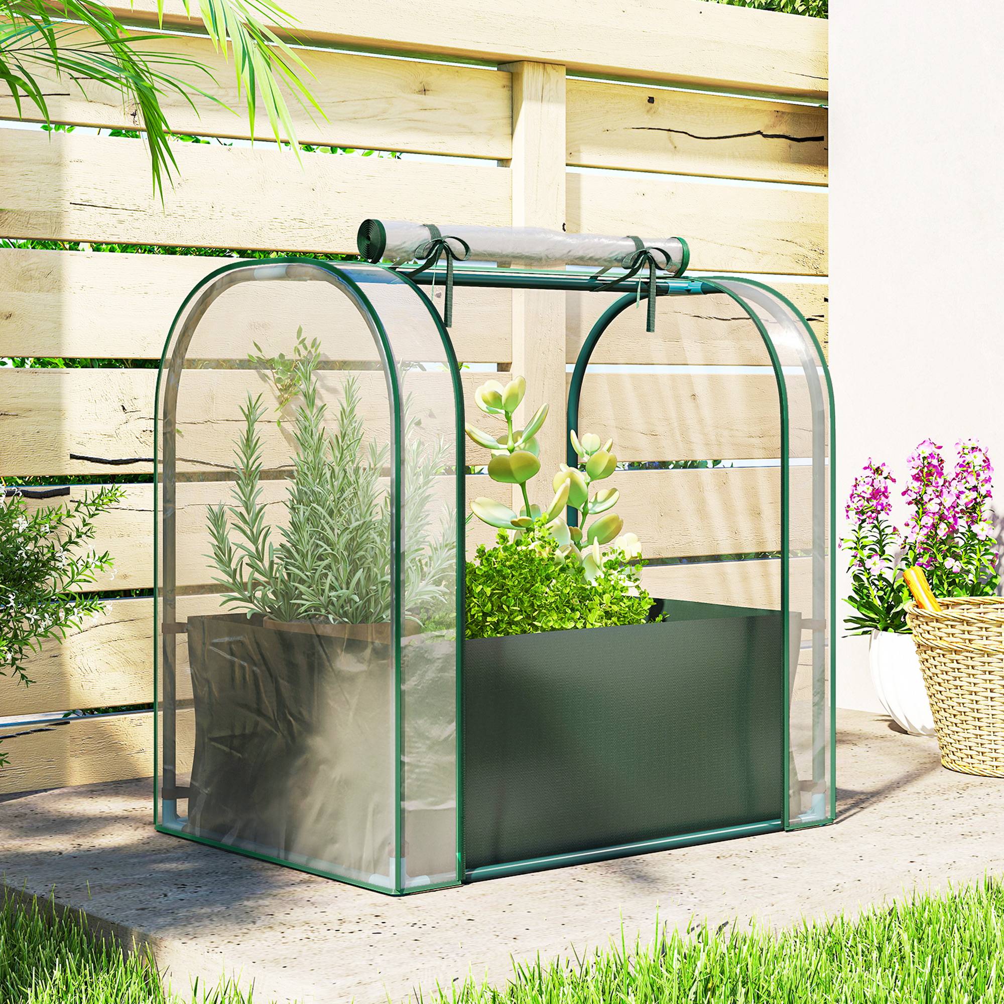 Mini serre avec sac Acier balcons culture herbes aromatiques 68x50x70cm Vert - ComfortXL Outdoor Living - Image 4