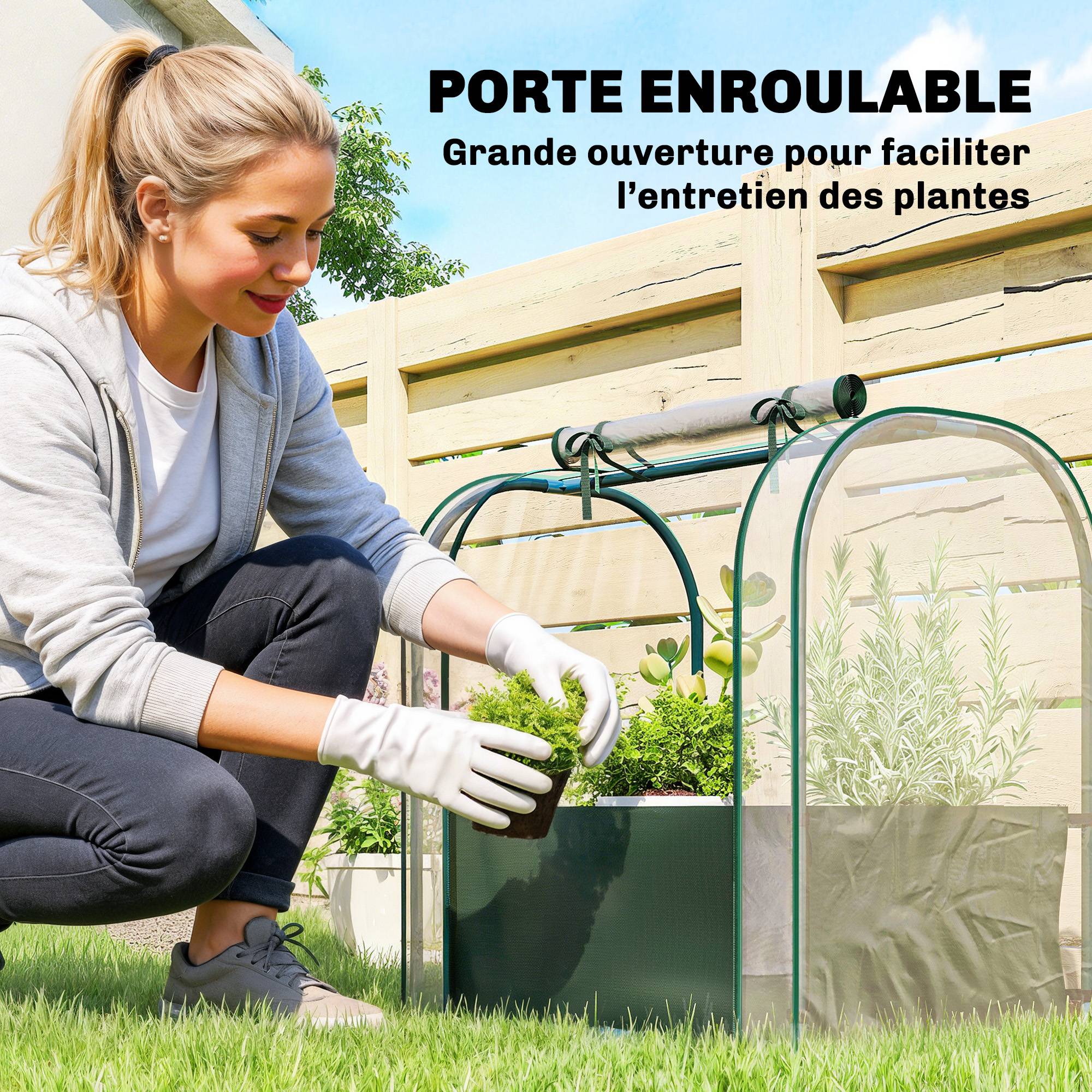 Mini serre avec sac Acier balcons culture herbes aromatiques 68x50x70cm Vert - ComfortXL Outdoor Living - Image 7
