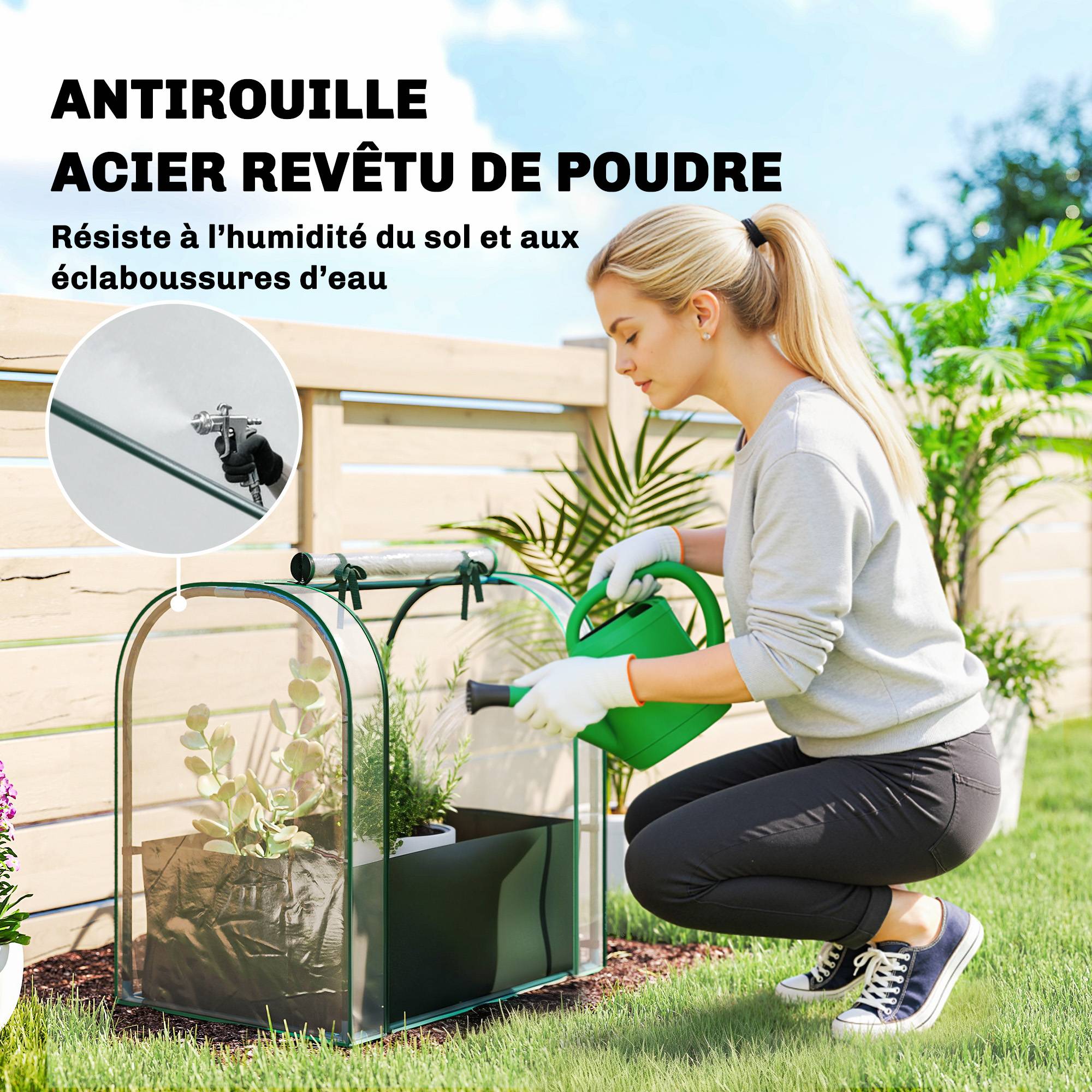 Mini serre avec sac Acier balcons culture herbes aromatiques 68x50x70cm Vert - ComfortXL Outdoor Living - Image 8
