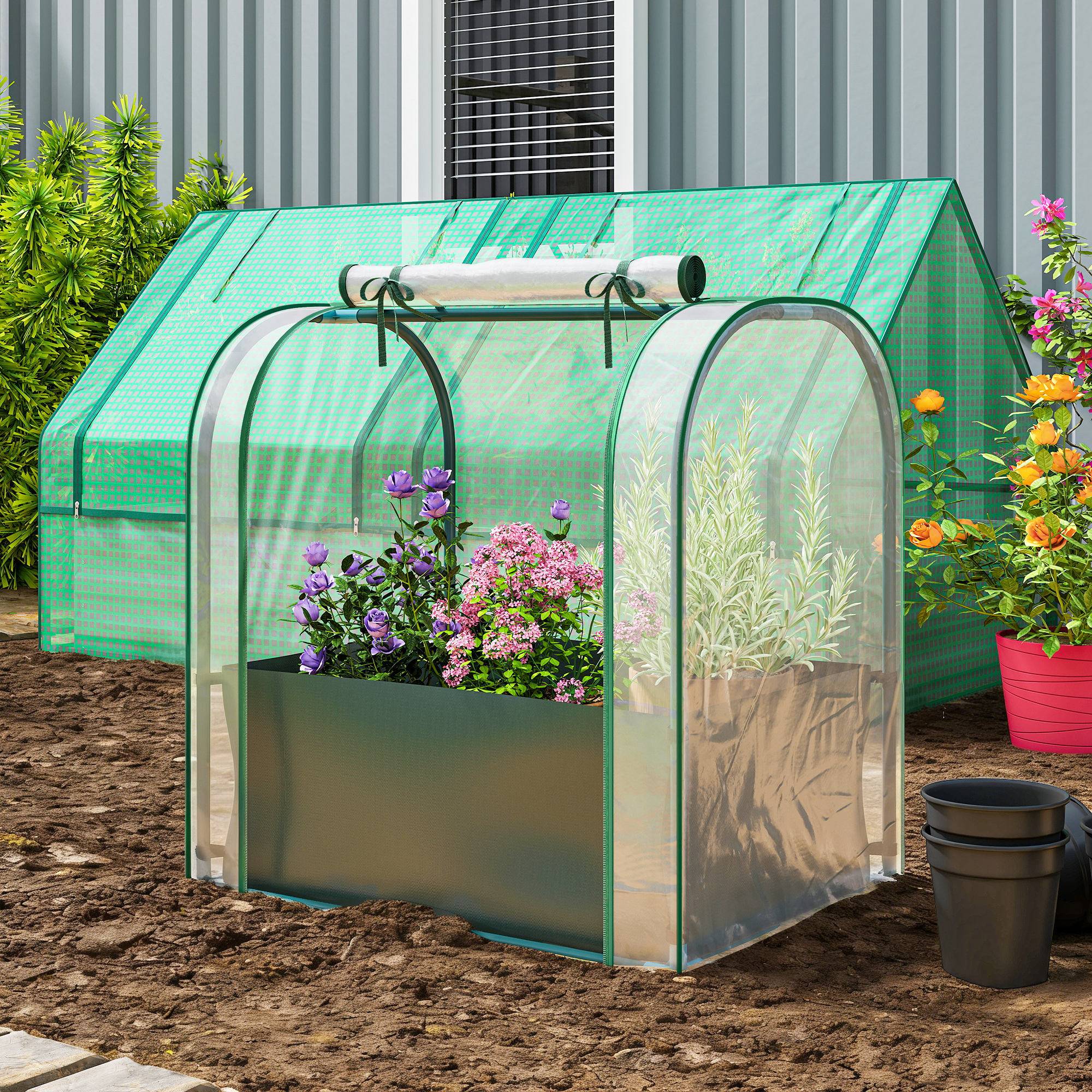 Mini serre avec sac Acier balcons culture herbes aromatiques 68x50x70cm Vert - ComfortXL Outdoor Living - Image 10