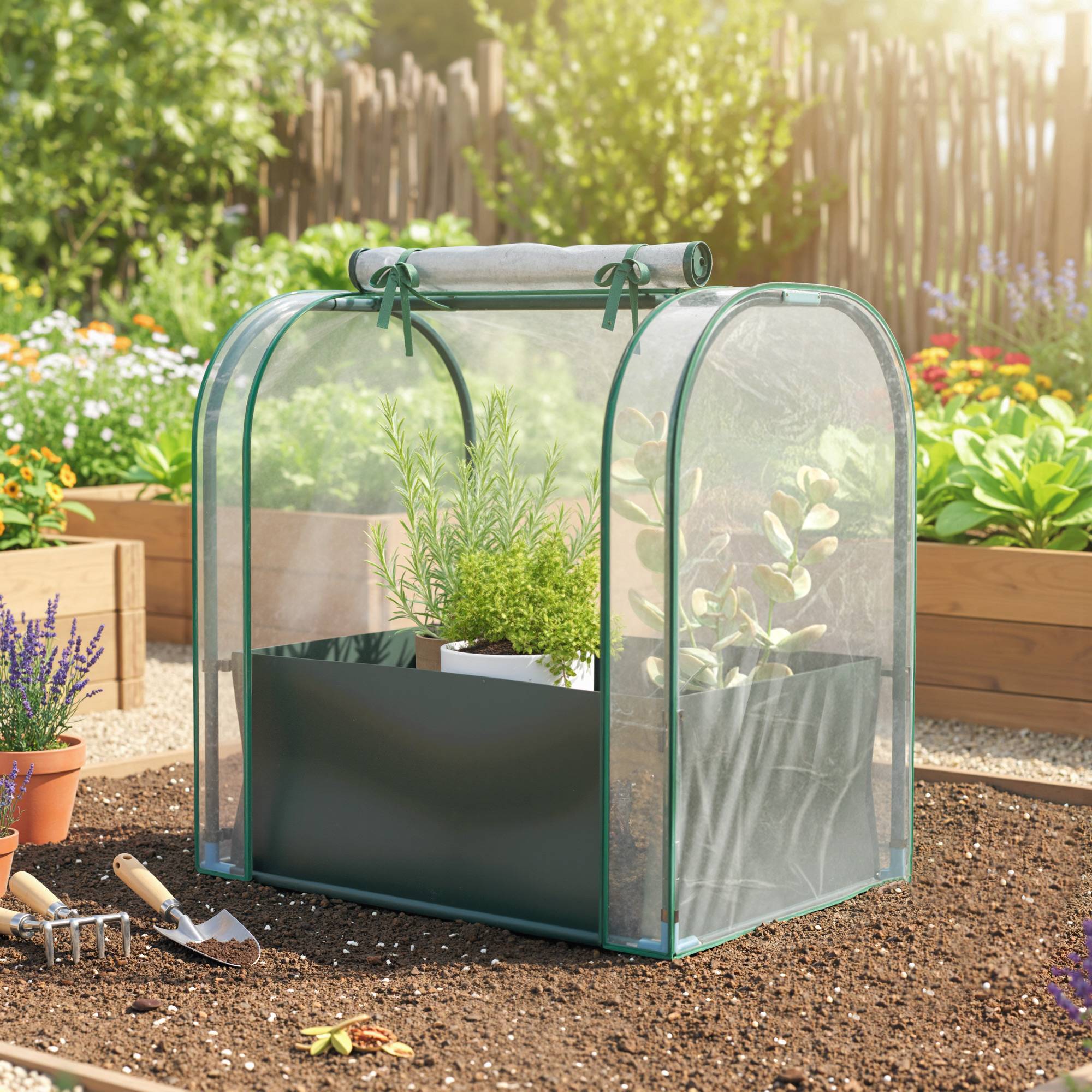 Mini serre avec sac Acier balcons culture herbes aromatiques 68x50x70cm Vert - ComfortXL Outdoor Living - Image 3