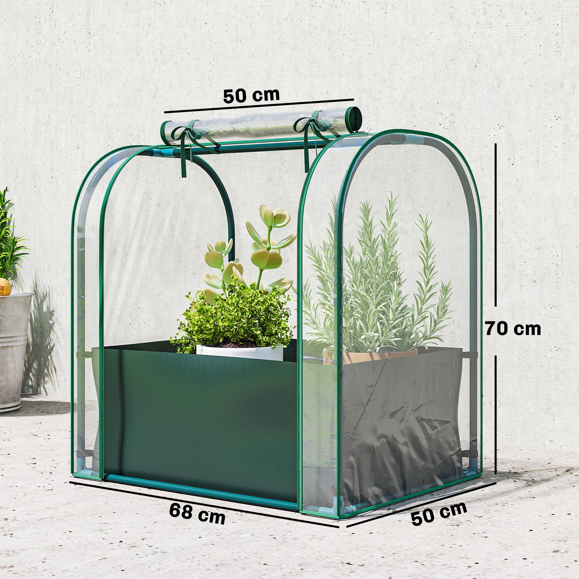 Mini serre avec sac Acier balcons culture herbes aromatiques 68x50x70cm Vert - ComfortXL Outdoor Living - Image 5
