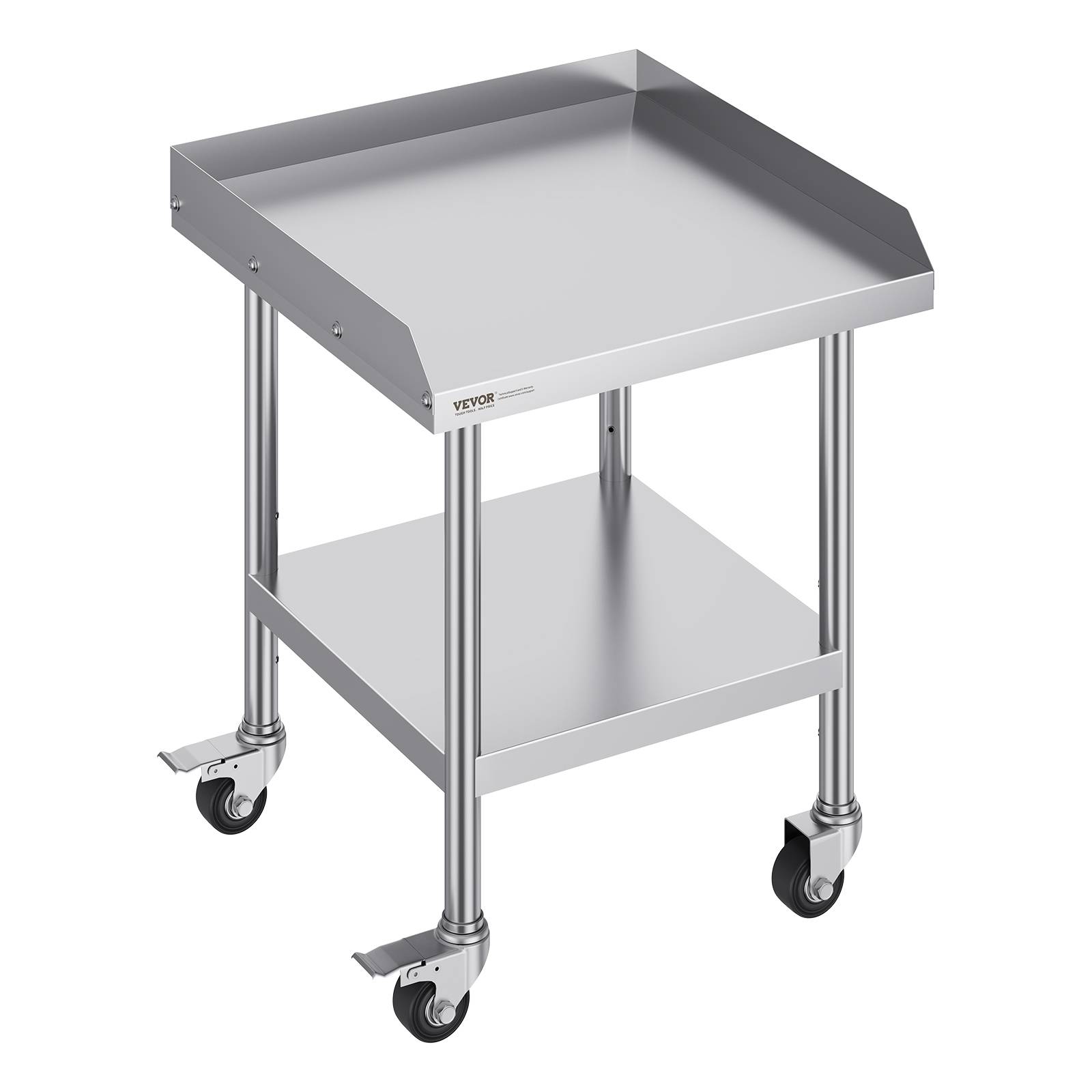 VEVOR Table préparation métal 24"x24"x30", inox, 4 roulettes. Pour préparation aliments restaurants/maisons. - Image 1