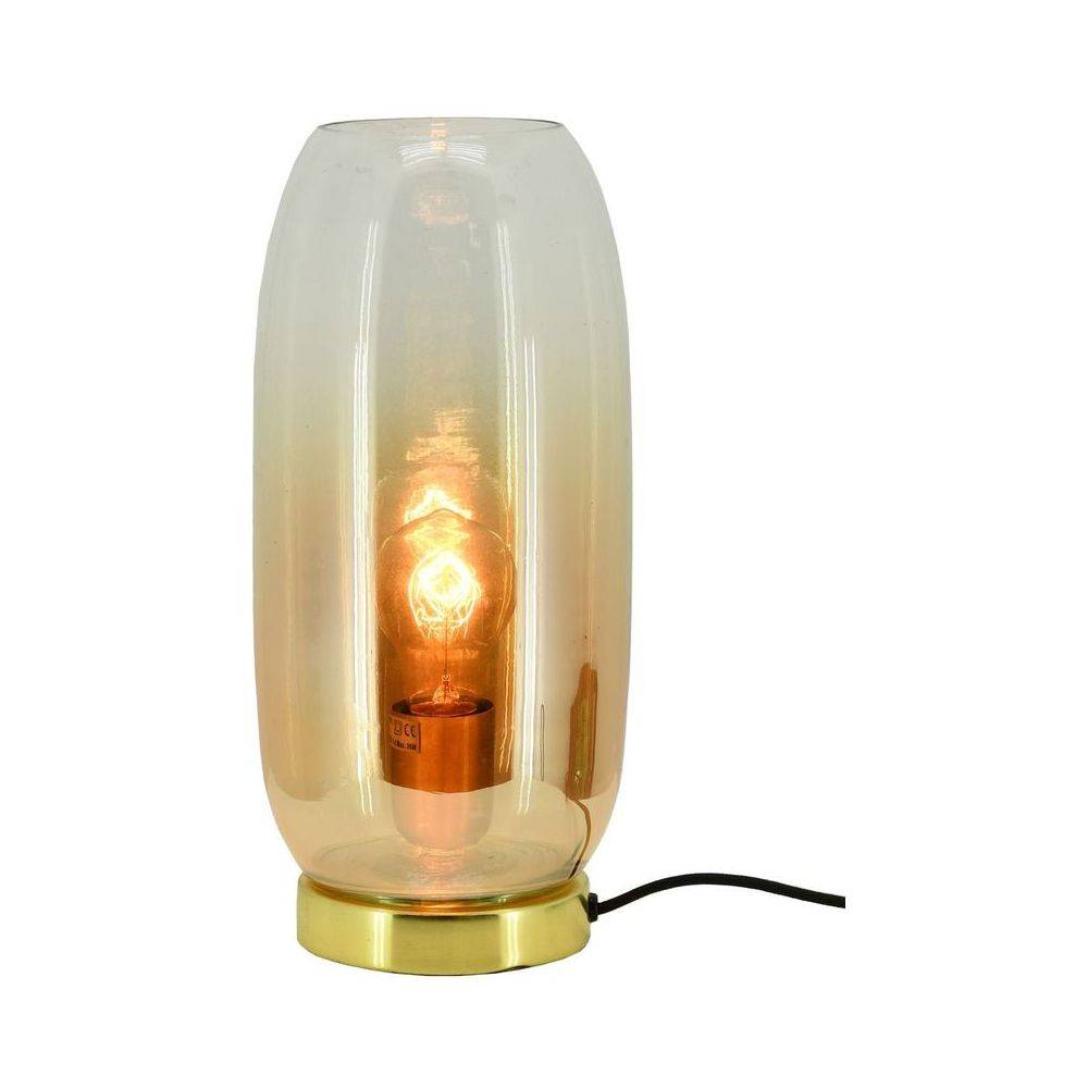 Aubry Gaspard - Lampe à poser en verre ambré et métal doré - Imagen 2