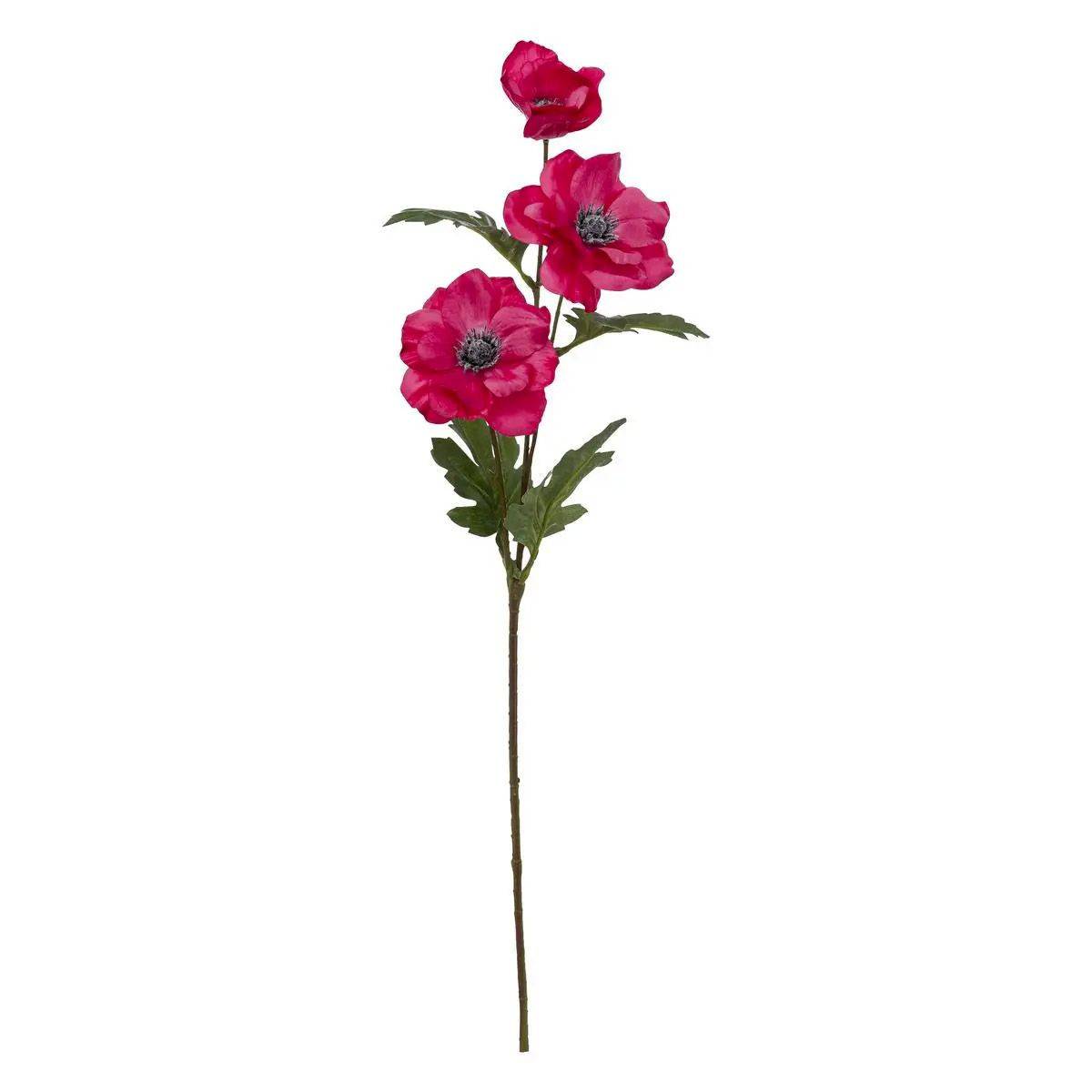 Fleur Artificielle "3 Anémones" 69cm Rose Fuchsia - Image 1