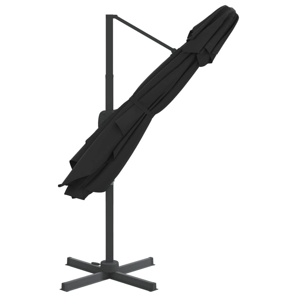 Helloshop26 - Parasol meuble de jardin cantilever à double toit 300 x 300 cm noir - Imagen 5