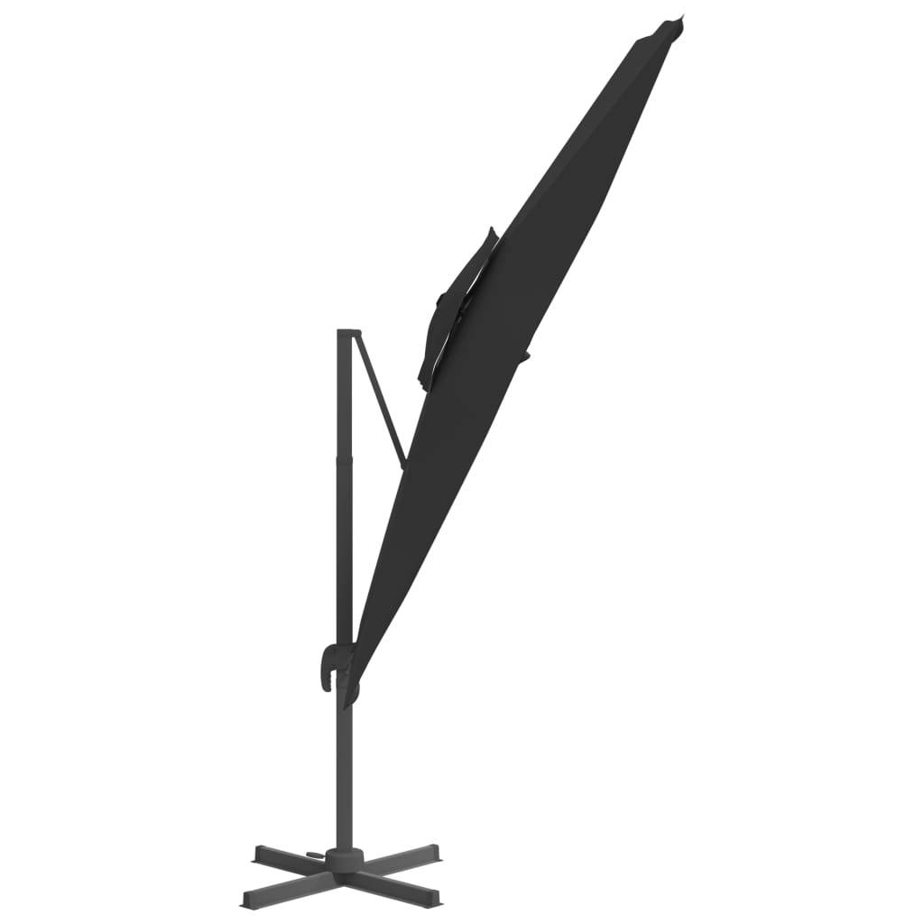 Helloshop26 - Parasol meuble de jardin cantilever à double toit 300 x 300 cm noir - Imagen 3