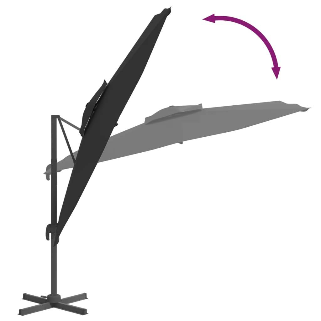 Helloshop26 - Parasol meuble de jardin cantilever à double toit 300 x 300 cm noir - Imagen 6