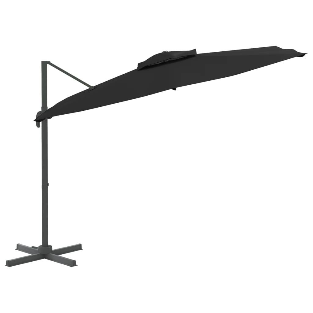 Helloshop26 - Parasol meuble de jardin cantilever à double toit 300 x 300 cm noir - Imagen 2
