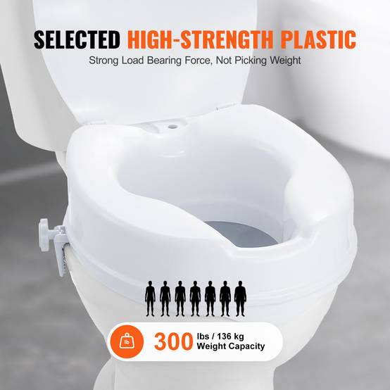 Vevor - VEVOR Rehausseur toilette universel 100 mm haut, charge 136 kg PP, verrouillage tige à vis pour seniors/patients. - Image 4