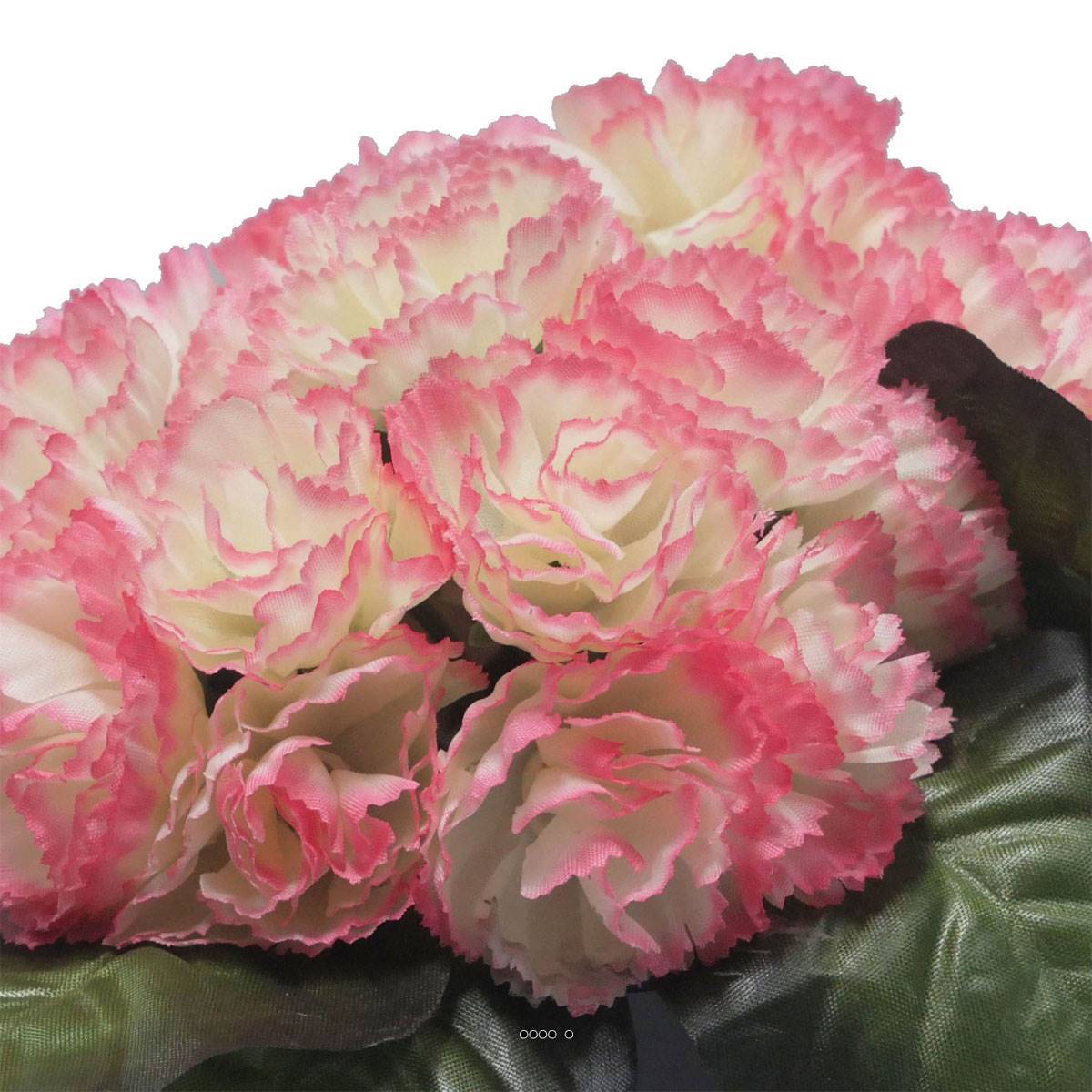 Artificielles - Bac carré fleurs artificielles oeillets Rose-crème pour la Toussaint - couleur: Rose-crème 705 - Imagen 3