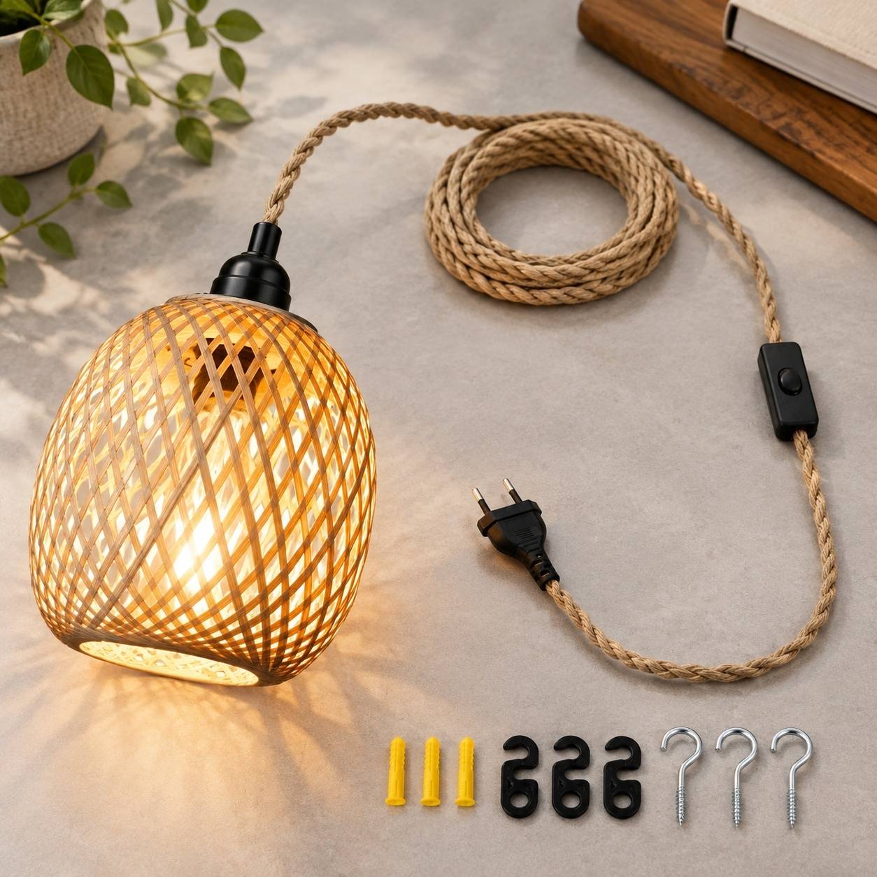 Suspension Tressée Style Bohème avec Câble Réglable pour Déco Intérieure - Image 2