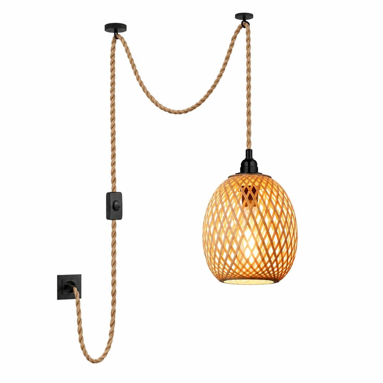 Suspension Tressée Style Bohème avec Câble Réglable pour Déco Intérieure