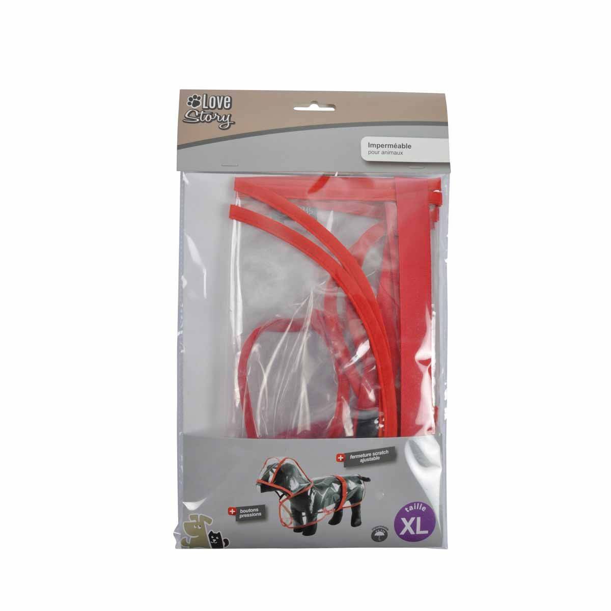 Love Story - Imperméable pour Chien "Transparent" 50cm Rouge - Image 3