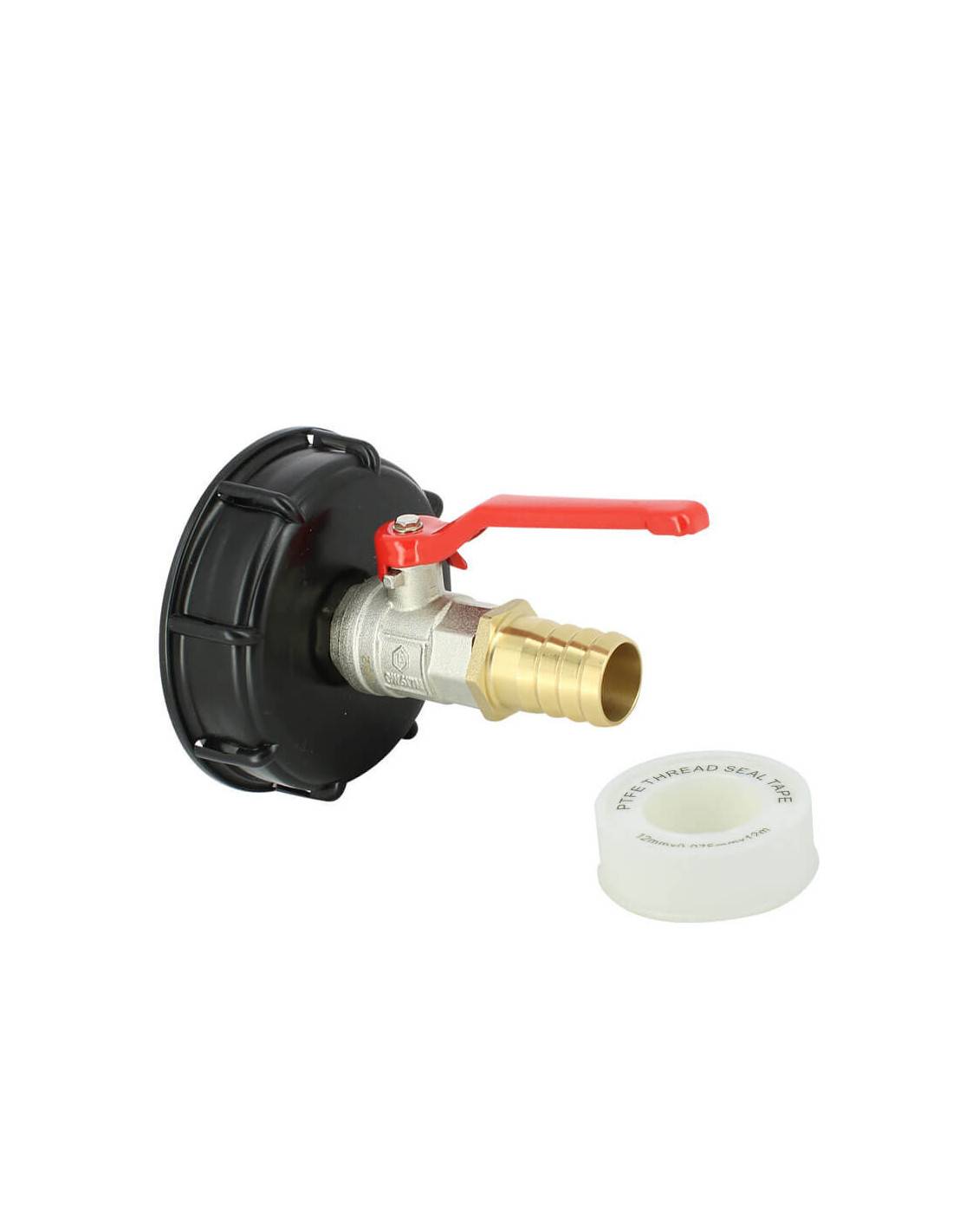Raccord cuve S100X8 - Vanne laiton + Embout droit 25 mm - Imagen 1