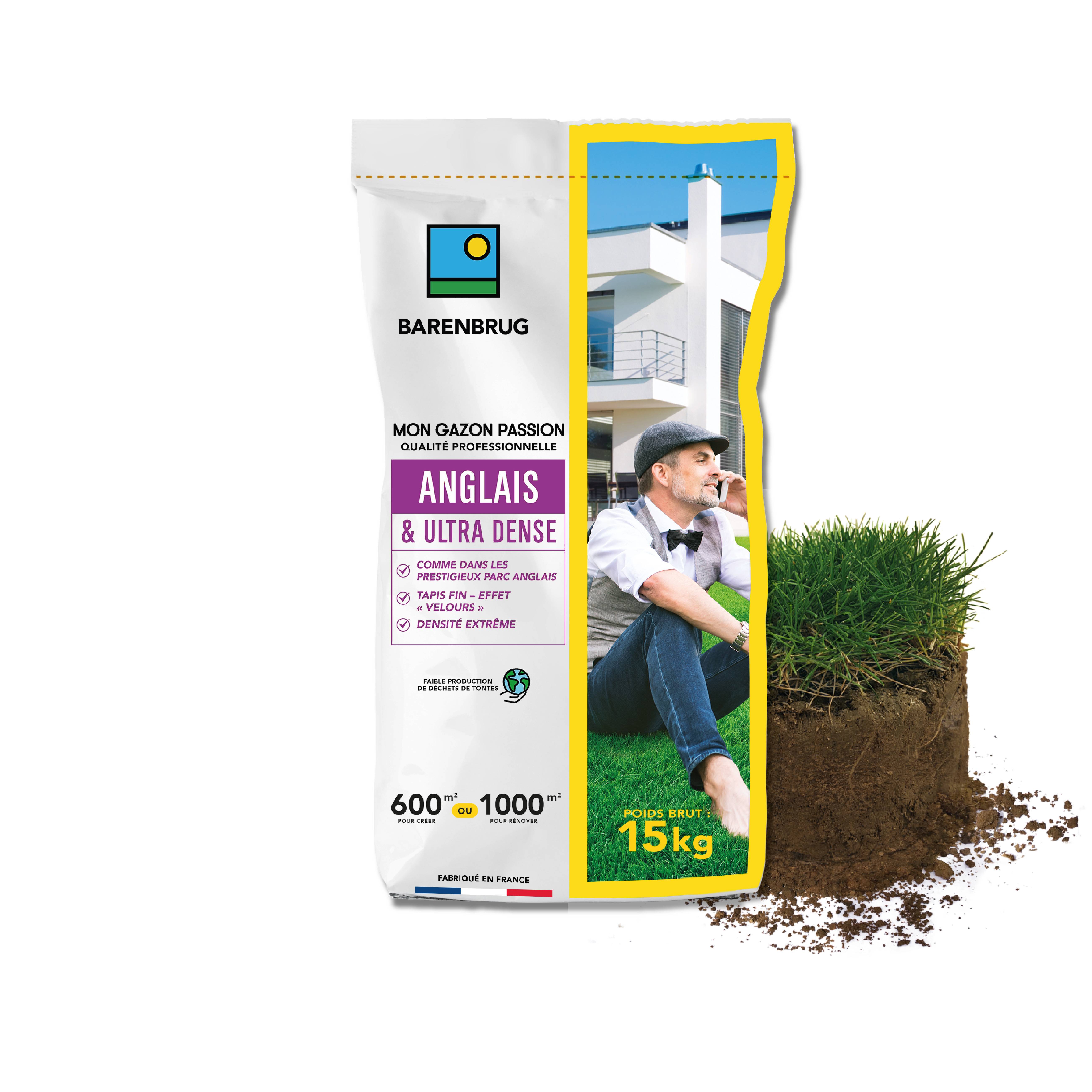 Gazon Anglais et Ultra dense - Aspect Prestigieux Parcs Anglais - Tapis Dense Effet velours - Densité Extrême - 15KG - BARENBRUG - Image 1
