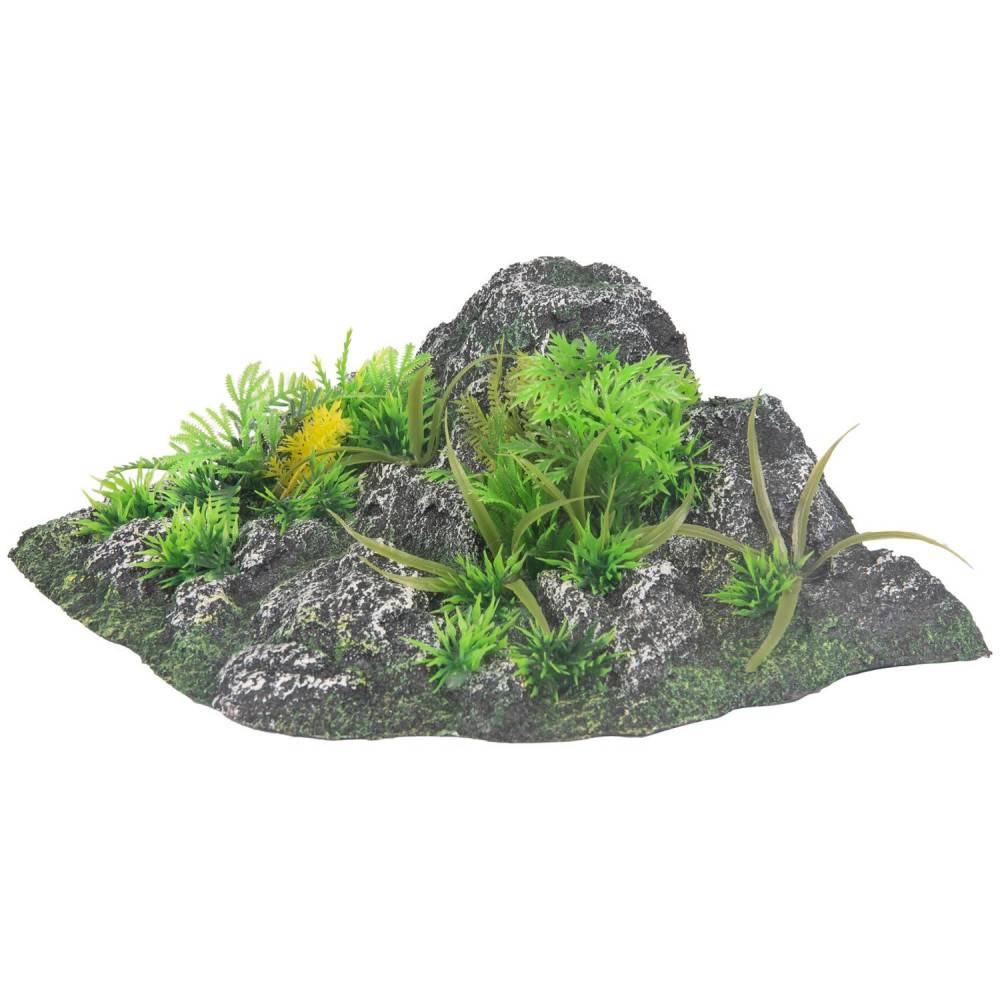 Décoration angle, roche + plante, 23 x 22 x 8,5 cm, aquarium. - Imagen 2