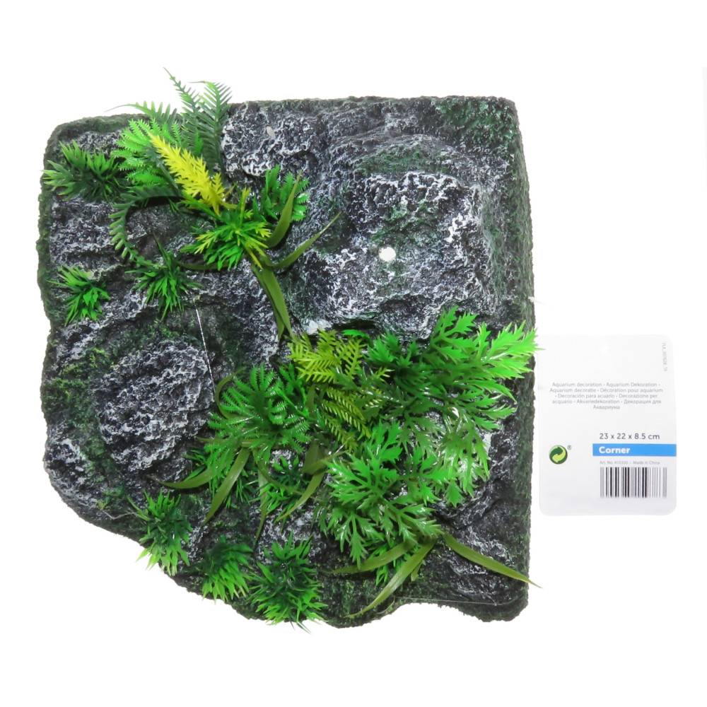 Décoration angle, roche + plante, 23 x 22 x 8,5 cm, aquarium. - Imagen 3