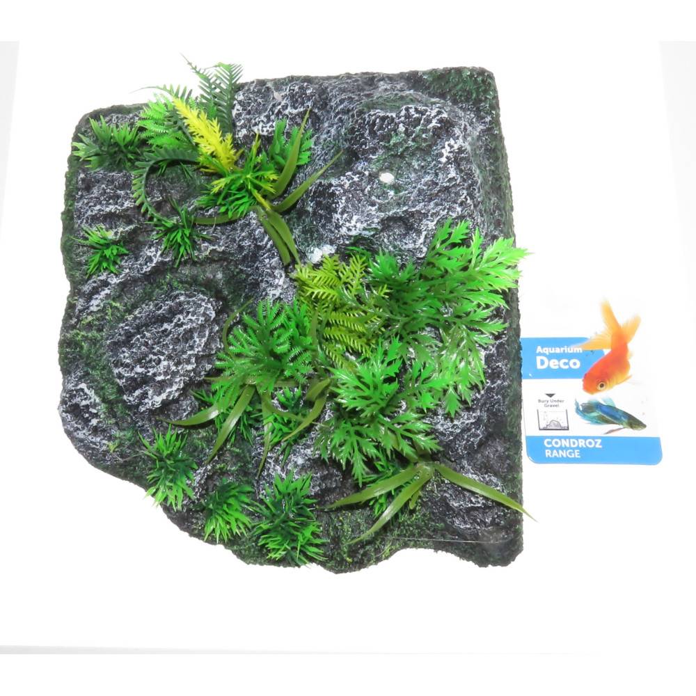 Décoration angle, roche + plante, 23 x 22 x 8,5 cm, aquarium. - Imagen 6