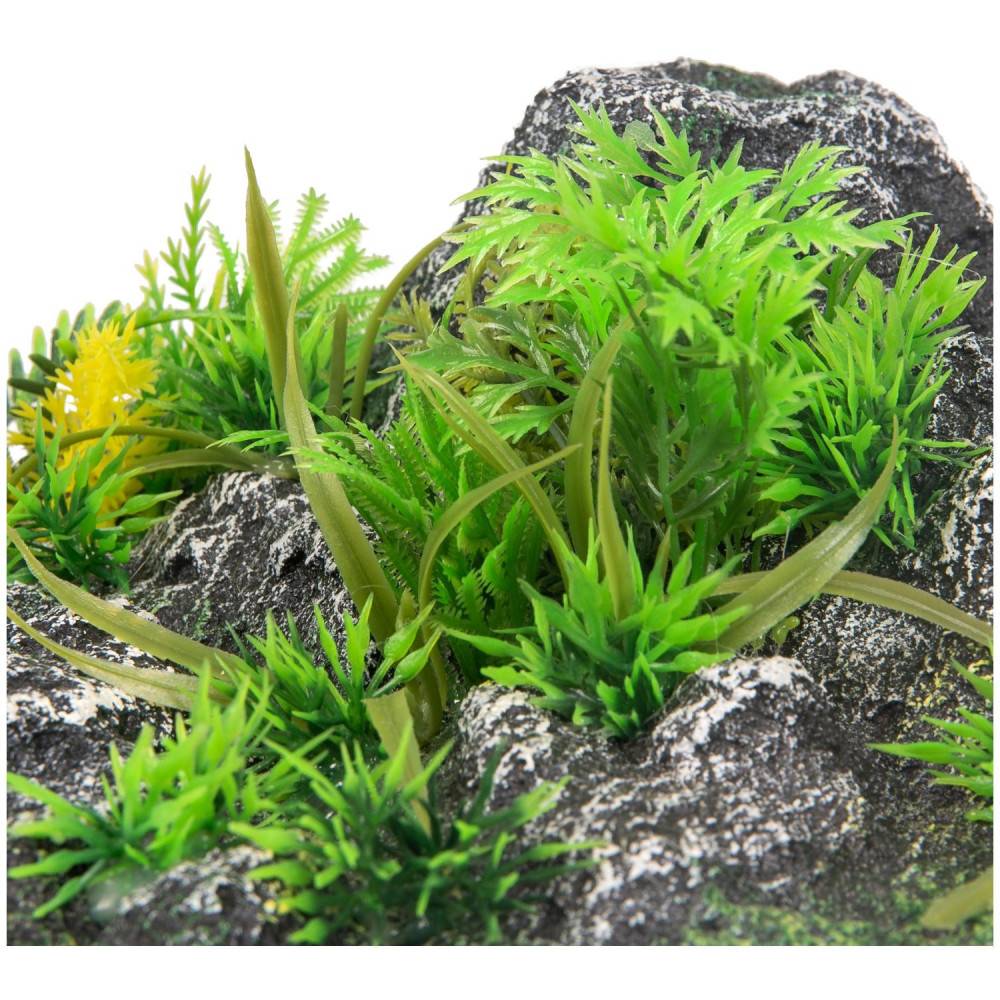 Décoration angle, roche + plante, 23 x 22 x 8,5 cm, aquarium. - Imagen 4
