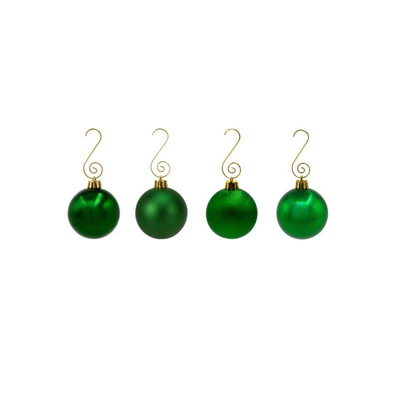 Lot de 60 boules de Noël 6cm Vertes (15 brillantes,15 mates,15 texturées,15 opalines) avec sac de rangement - Image 2