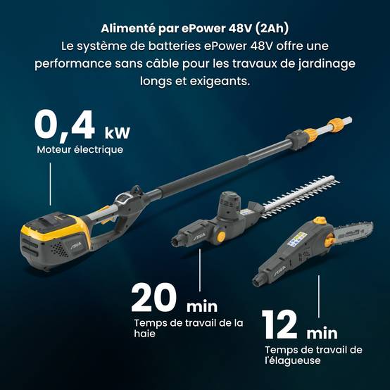 Stiga - Outil multifonction MT 500e, taille-haie & élagueuse, lame 46 cm, manche télescopique - STIGA - Image 3
