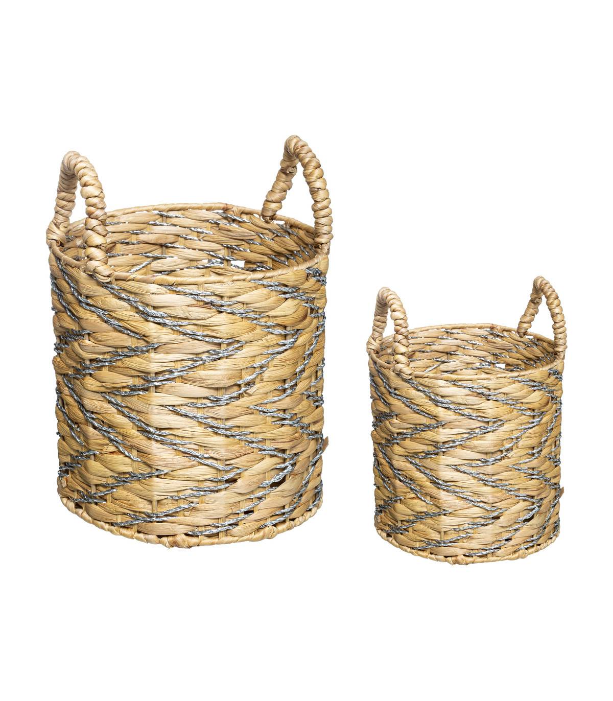 Lot de 2 Paniers de rangement tressé Fil Argenté
