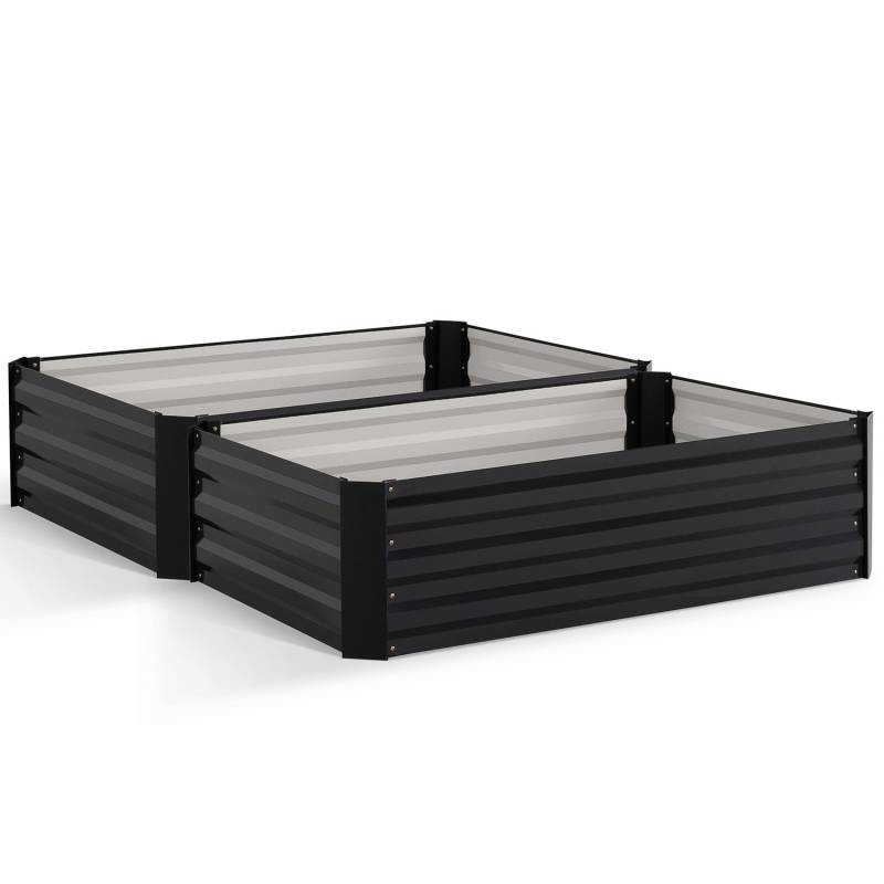 Lot de 2 carrés potager en métal châssis rectangulaire 80x115 cm gris anthracite - Image 6