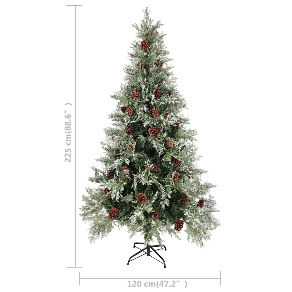 ComfortXL - Grand Sapin de Noël Artificiel Enneigé 225cm avec 49 Pommes de Pin et 300 LED Intégrées, Structure à Charnières – ComfortXL Outdoor Living - Image 8
