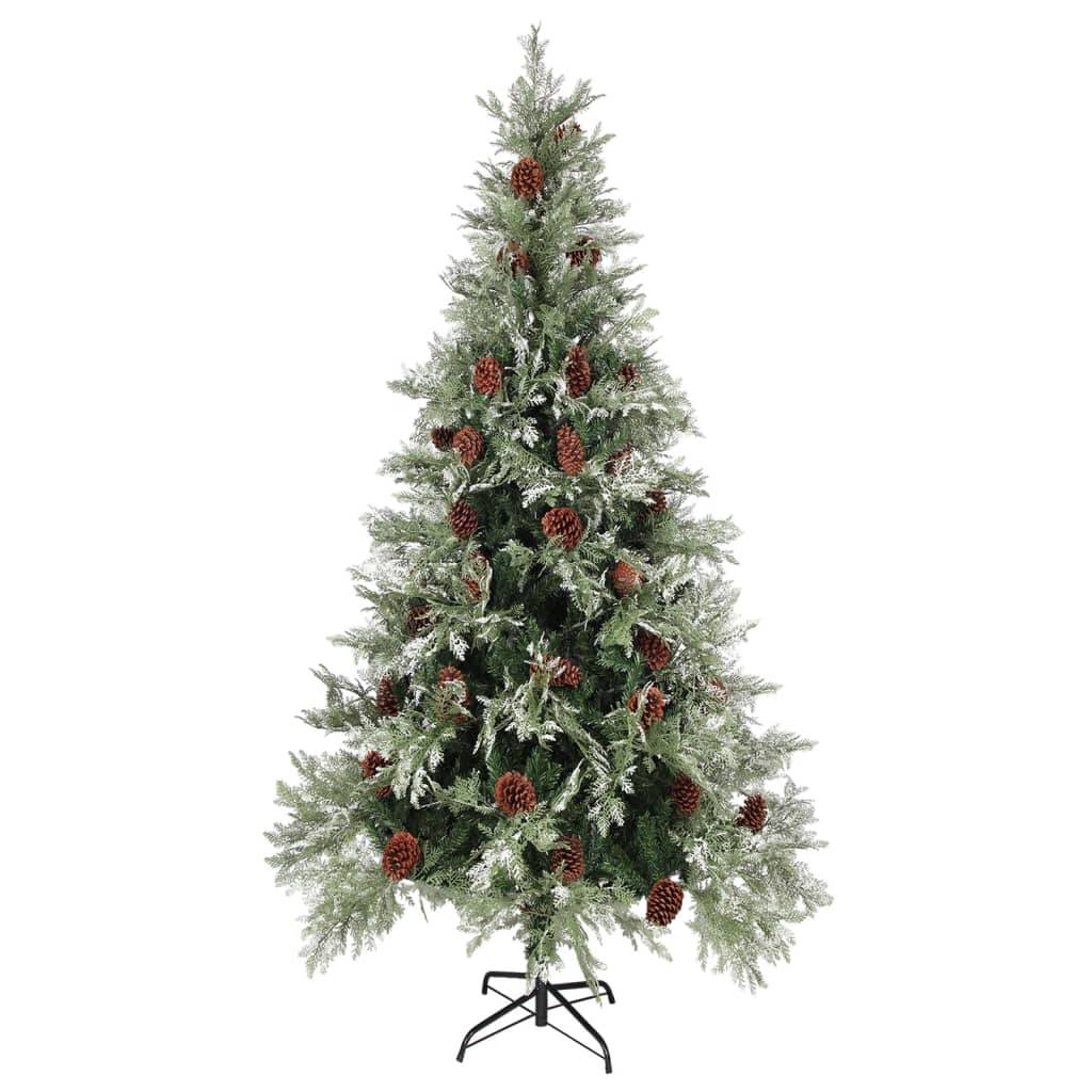 ComfortXL - Grand Sapin de Noël Artificiel Enneigé 225cm avec 49 Pommes de Pin et 300 LED Intégrées, Structure à Charnières – ComfortXL Outdoor Living - Image 2