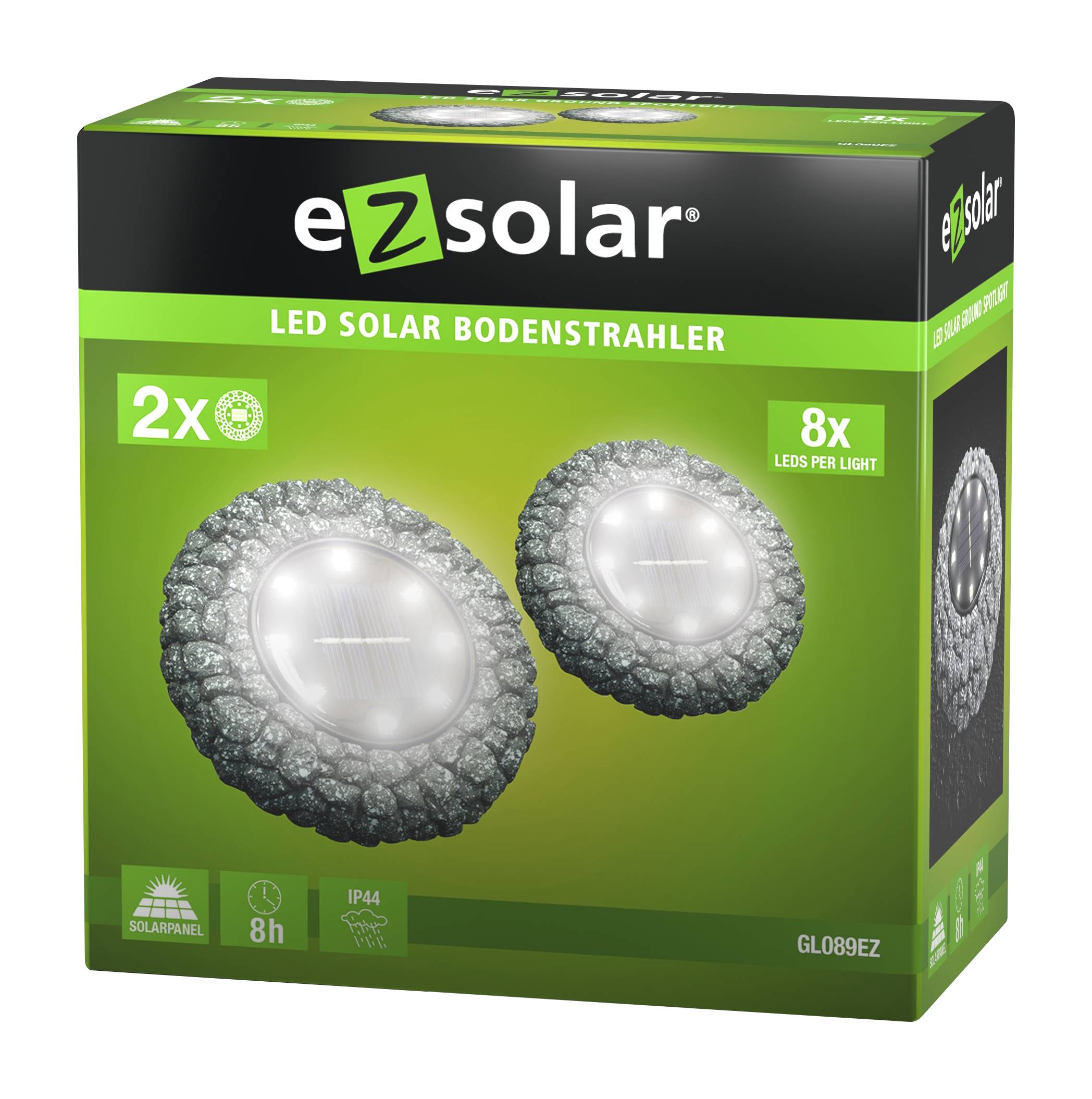 Pack de spots solaires encastrables EZ Solar GL089EZ - 2x12lm - Imagen 1